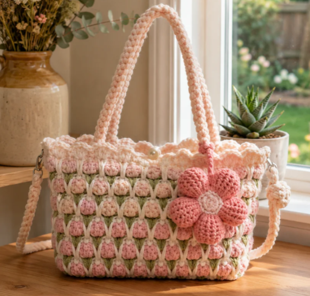 Bolsa Tote Floral em Crochê — foto 1